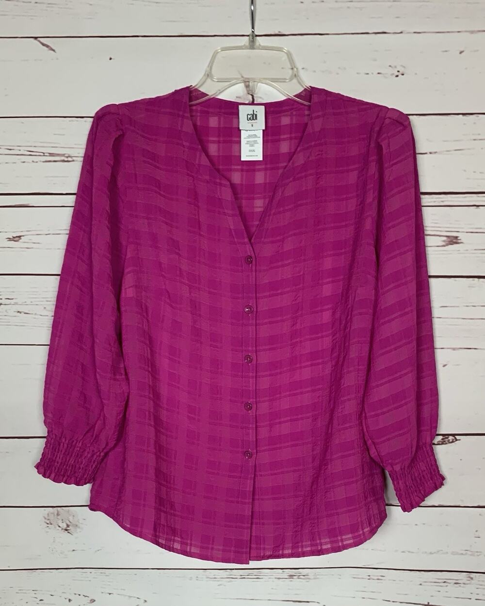 Cabi Women's S Small Technicolor Style 6381 Fuchsia Pink Cute Button Top Blouse